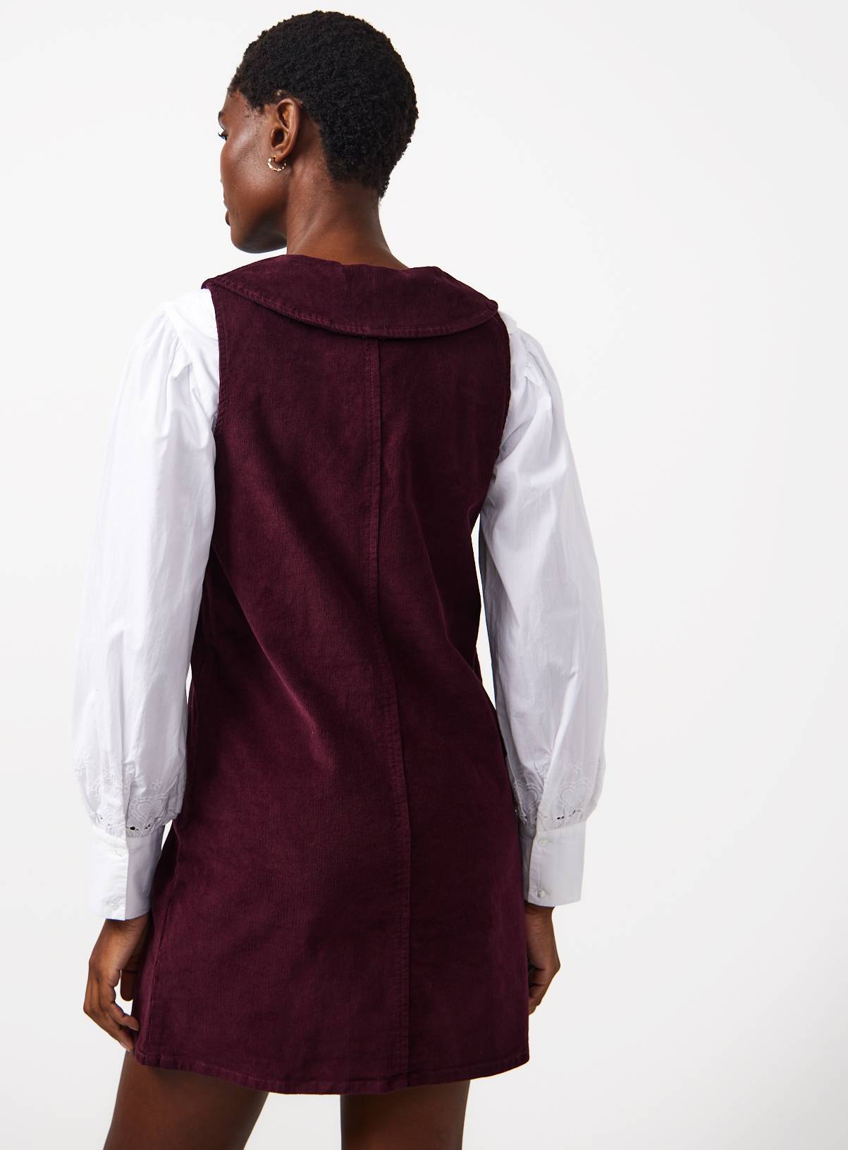 Burgundy Tie-Collar Corduroy Pinafore Dress 10 - Image 4